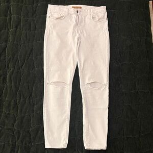 Rebecca Minkoff Mid Rise Thompson White Distressed Skinny Jeans